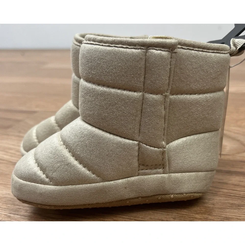 Old Navy Andora Gold Metallic Quilted Boots Infant Girls Size 12-18 Months NEW